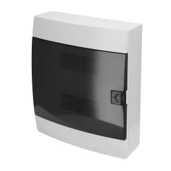 Coffret électrique en saillie 24 modules Tableau électrique nu blanc fumé, 286 x 340,5 x 112,5 mm, HOROZ