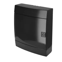 Coffret électrique en saillie 24 modules Tableau électrique nu noir fumé, 286 x 340,5 x 112,5 mm, HOROZ