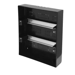 Coffret électrique en saillie 24 modules Tableau électrique nu noir fumé, 286 x 340,5 x 112,5 mm, HOROZ