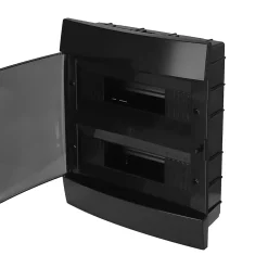Coffret électrique encastré 24 modules Tableau électrique nu noir fumé, 286 x 340,5 x 112,5 mm, HOROZ