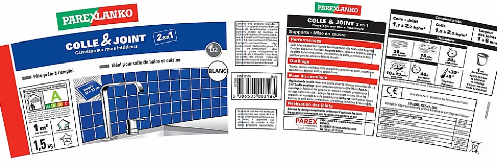Colle & joint pâte blanc Parexlanko 1,5 kg