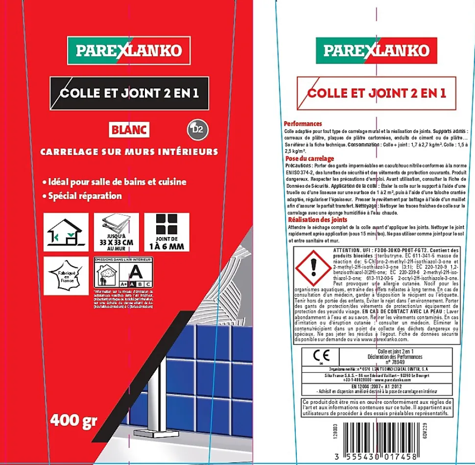 Colle & joint pâte blanc Parexlanko 1,5 kg