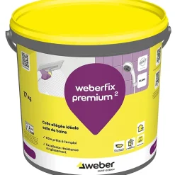 Colle allégée pour carrelage spéciale salle de bain WEBER.FIX PREMIUM ² (D2 ET) - Le Seau de 17 Kg - BLANC