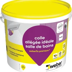 Colle allégée pour carrelage spéciale salle de bain WEBER.FIX PREMIUM ² (D2 ET) - Le Seau de 17 Kg - BLANC