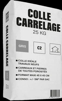 Colle carrelage C2 carreaux et pierres toutes porosités sac de 25 KG Weber Saint-Gobain