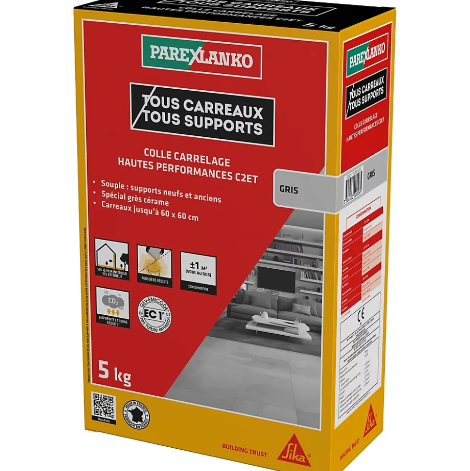 Colle carrelage grise hautes performances 5 kg Parexlanko