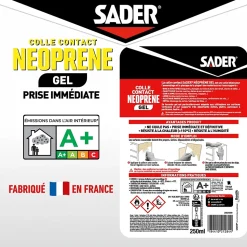 Colle contact néoprène en gel Sader tous matériaux pot de 250 ml