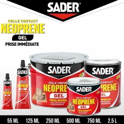 Colle contact néoprène en gel Sader tous matériaux pot de 250 ml