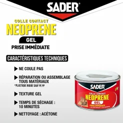 Colle contact néoprène en gel Sader tous matériaux pot de 250 ml