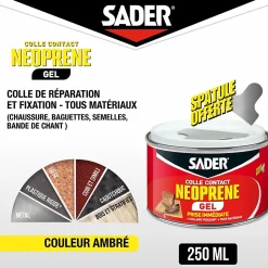 Colle contact néoprène en gel Sader tous matériaux pot de 250 ml