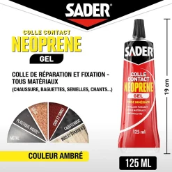 Colle contact néoprène en gel Sader tous matériaux tube de 125 ml
