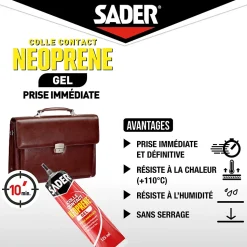 Colle contact néoprène en gel Sader tous matériaux tube de 125 ml