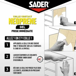 Colle contact néoprène en gel Sader tous matériaux seau de 2.5 litres