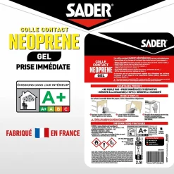 Colle contact néoprène en gel Sader tous matériaux seau de 2.5 litres