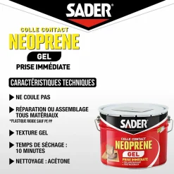 Colle contact néoprène en gel Sader tous matériaux seau de 2.5 litres