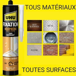Colle de fixation néoprène UHU beige cartouche 350g