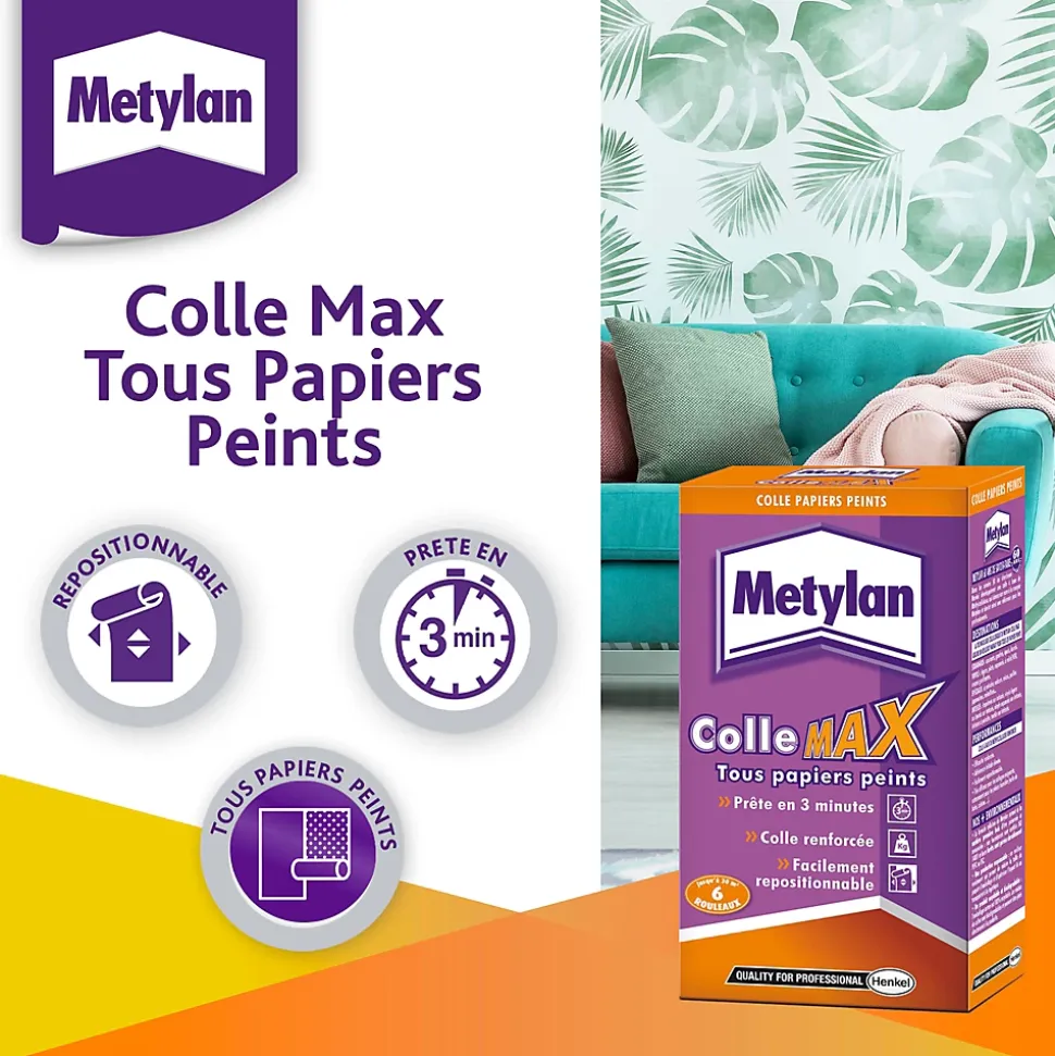 Colle en poudre - adaptée pour tout papiers peints - surface de couverture 35 m² - Metylan 1692620