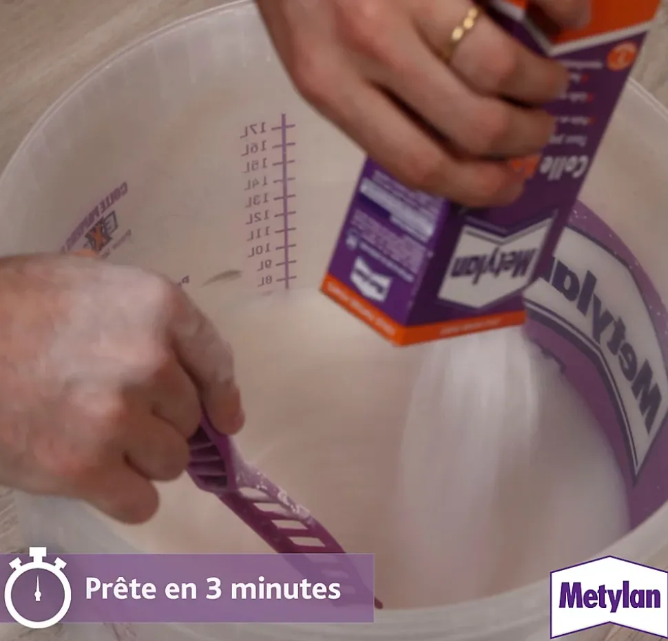 Colle en poudre - adaptée pour tout papiers peints - surface de couverture 35 m² - Metylan 1692620