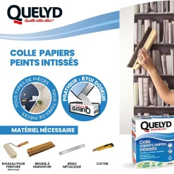 Colle en poudre - adaptée pour tout papiers peints intissés - surface de couverture 32 m² - Quelyd 30621359