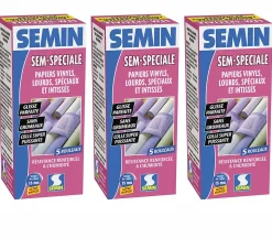 Colle en Poudre pour Papiers Peints Sem-Spéciale Semin, Vinyls, Lourds, Spéciaux et Intissés, Intérieur, Boite 200 g (lot de 3)