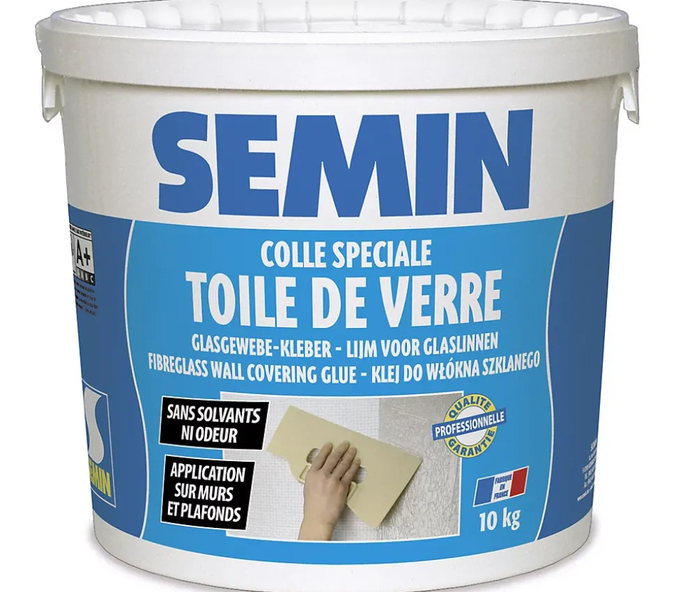 Colle en Pâte pour Toiles de Verre Semin, Prête à l'Emploi, Seau de 10 kg
