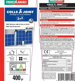 Colle et joint carrelage mur intérieur Parexlanko blanc 400 g