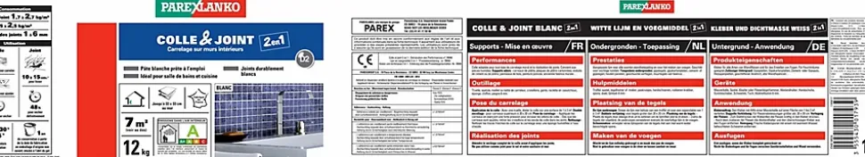 Colle et joint carrelage mur intérieur Parexlanko blanc 12kg