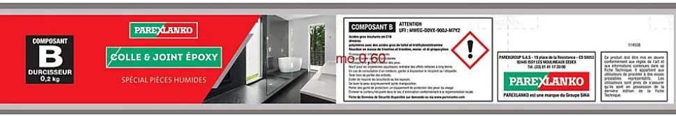 Colle et joint Epoxy spécial pièces humides Parexlanko Gris foncé 3 kg