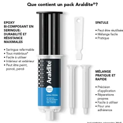 Colle haute performance epoxy à prise progressive Araldite Standard 24 ml