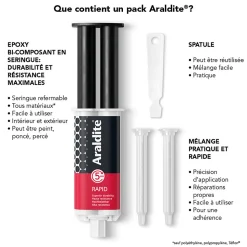 Colle haute performance epoxy à prise rapide Araldite matériaux 24 ml