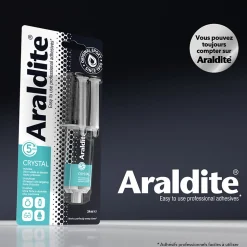 Colle haute performance epoxy à prise rapide Araldite Crystal 24 ml