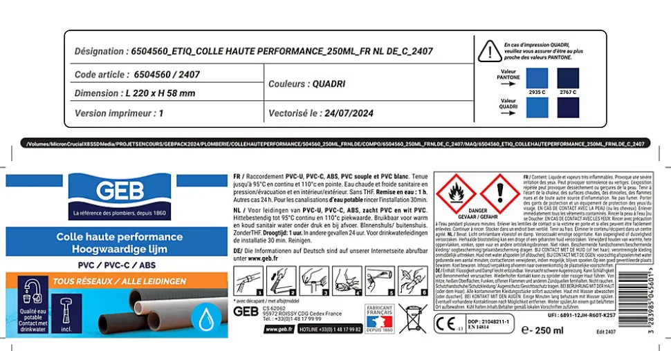 Colle haute performance en pot Geb 250 ml