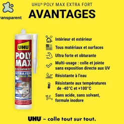 Colle mastic extra forte express UHU invisible 300g