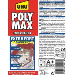 Colle mastic extra forte express UHU Poly Max transparente tube 115g