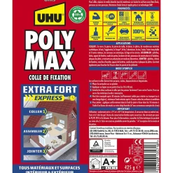 Colle mastic extra forte UHU Poly max gris 425g