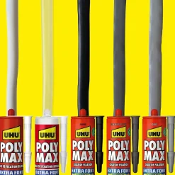 Colle mastic extra forte UHU Poly max gris 425g