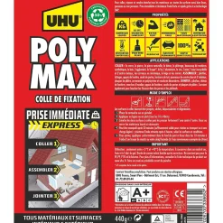 Colle mastic prise immédiate express UHU blanc cartouche 425g