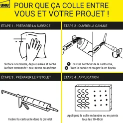 Colle mastic prise immédiate express UHU blanc cartouche 425g