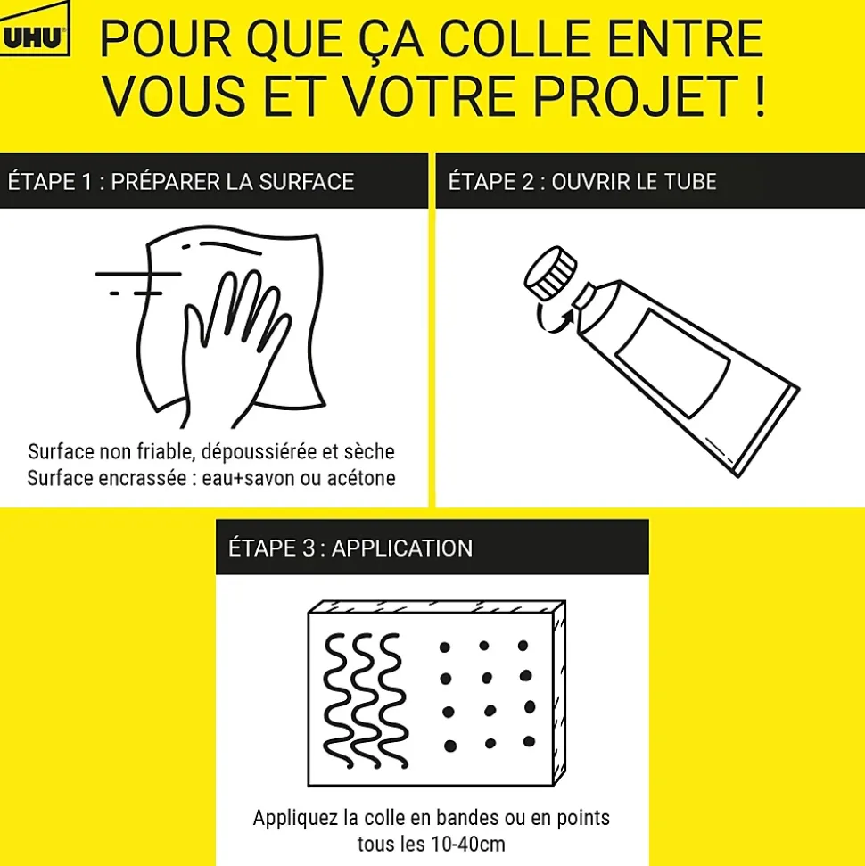 Colle mastic prise immédiate express UHU blanc tube 165g