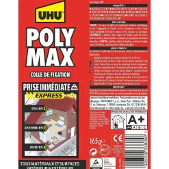 Colle mastic prise immédiate express UHU blanc tube 165g