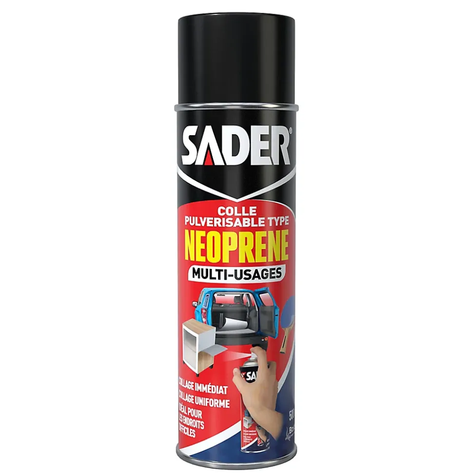 Colle Multi-usages Sader Pulvérisable type Néoprène Aérosol 500 ml