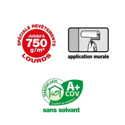 Colle pour revêtements lisses de rénovations lourds (jusqu'à 750g/m²) Quelyd pâte 10kg
