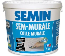 Colle pour Toiles de Verre et Revêtements Muraux Légers Semin Sem Murale, Prêt à l'Emploi, Seau 5 kg