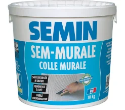 Colle pour Toiles de Verre et Revêtements Muraux Légers Semin, Prêt à l'Emploi, Seau de 10 kg