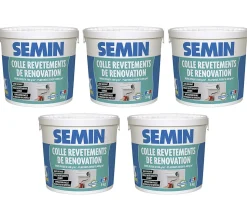 Colle Revêtements de Rénovation Lisse en Pâte Semin, Prête à l'Emploi, Intérieur, Seau de 5 kg (Lot de 5)