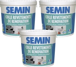 Colle Revêtements de Rénovation Lisse en Pâte Semin, Prête à l'Emploi, Intérieur, Seau de 5 kg (Lot de 3)