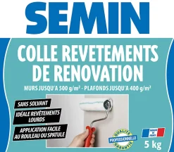 Colle Revêtements de Rénovation Lisse en Pâte Semin, Prête à l'Emploi, Intérieur, Seau de 5 kg