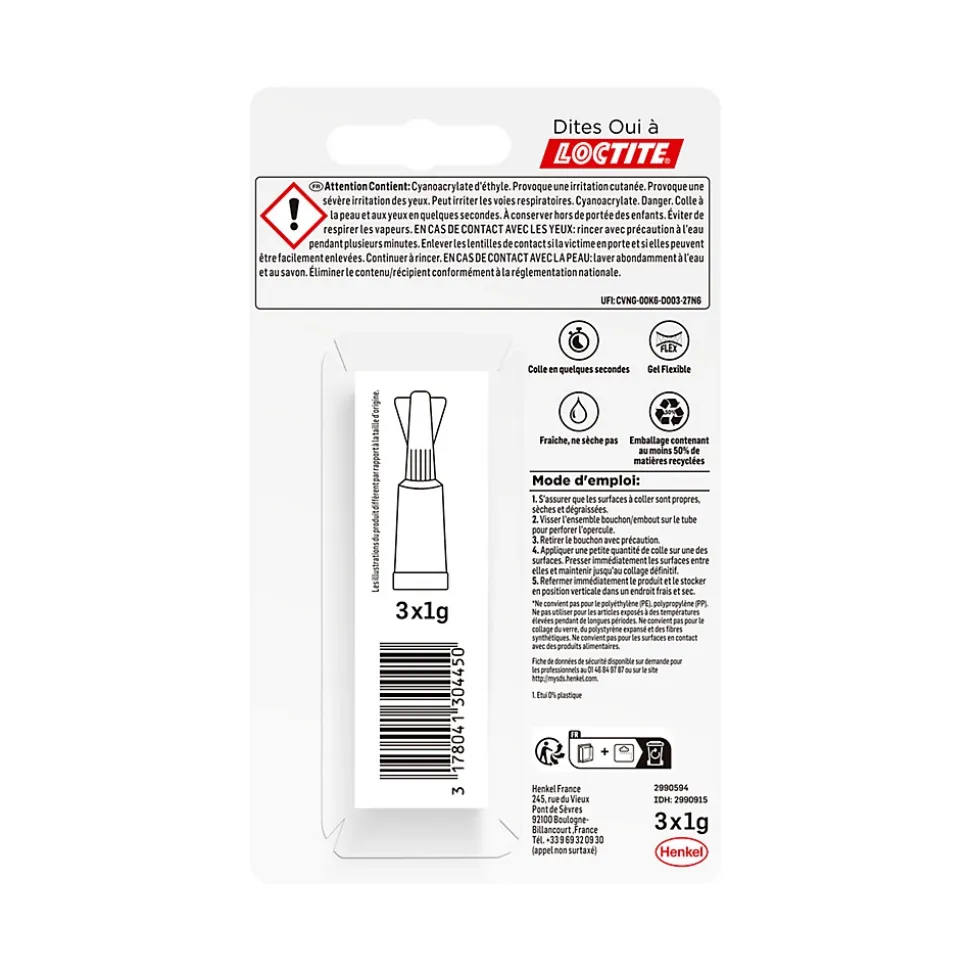 Colle Superglue-3 Power Flexgel Loctite 3g