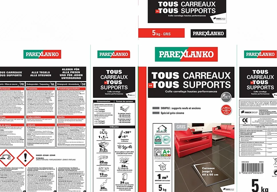 Colle tous carreaux tous supports Parexlanko Gris 5kg