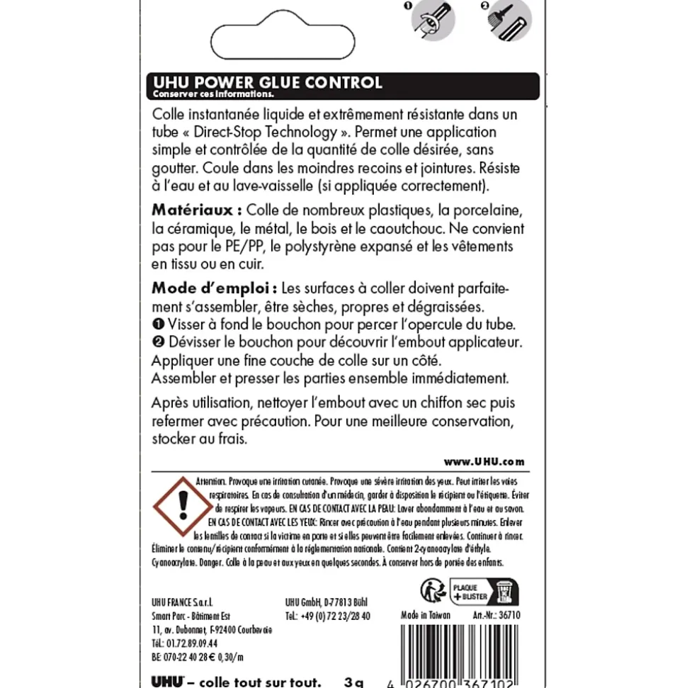 Colle UHU Power glue format liquide 3 grammes